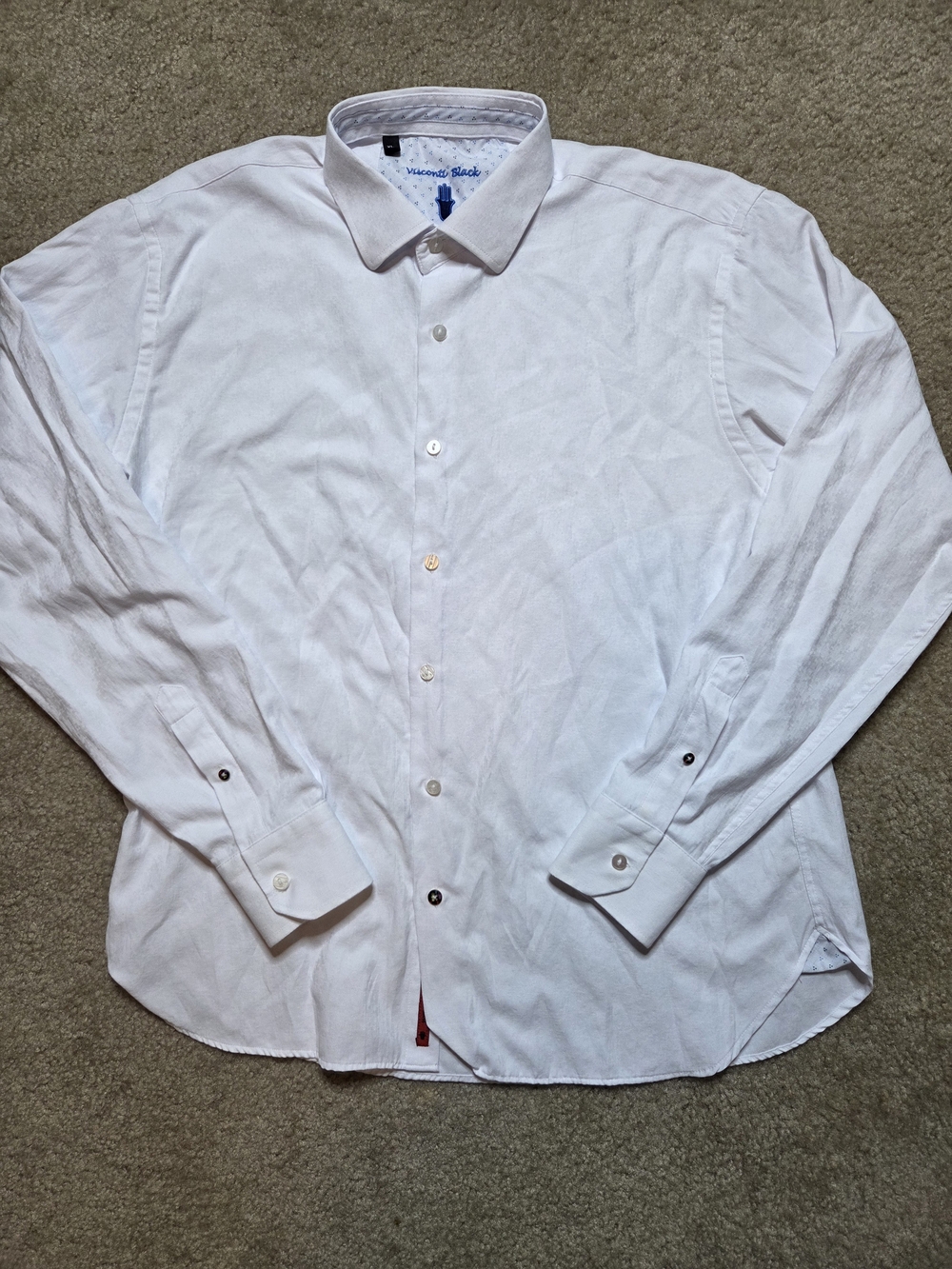 Luchiano Visconti Black Men White Jacquard Paisley Shirt XL Streetwear